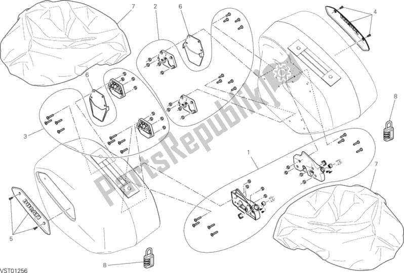 Wszystkie części do Sakwy Boczne (akcesoria) Ducati Hypermotard Hyperstrada Brasil 821 2015